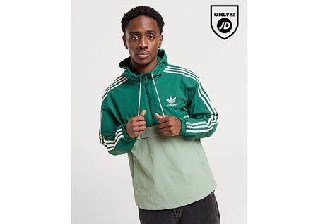 adidas Originals Overhead 1/2 Zip Windbreaker Jacket - Green- Heren