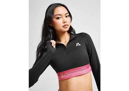 MONTIREX Icon Crop 1/4 Zip Top - Black- Dames