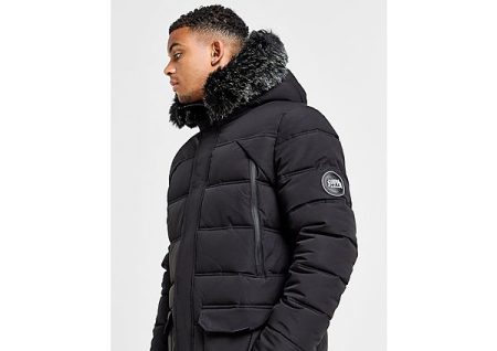 Supply & Demand Moretay Longline Parka Jacket - Black- Heren