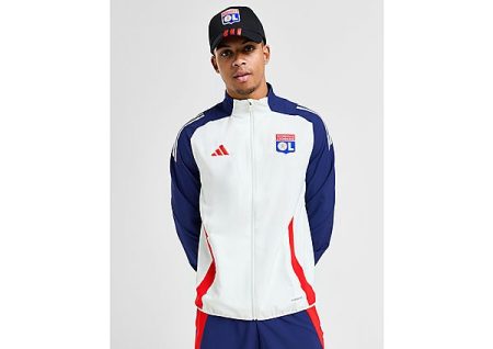 adidas Olympique Lyon Presentation Jacket - White Tint / Midnight Indigo / Bright Red- Heren