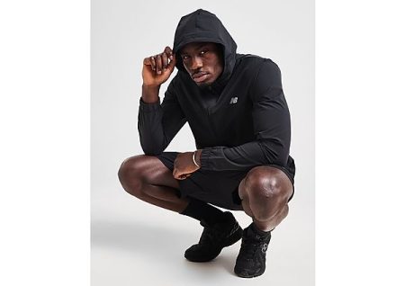 New Balance Full Zip Woven Hoodie - Black- Heren