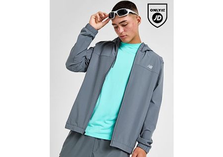 New Balance Full Zip Woven Hooded Track Top - Grey- Heren