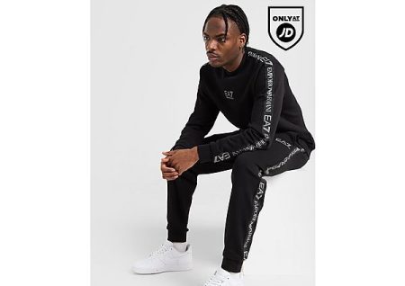 EA7 Emporio Armani Central Tape Crew Tracksuit - Black- Heren