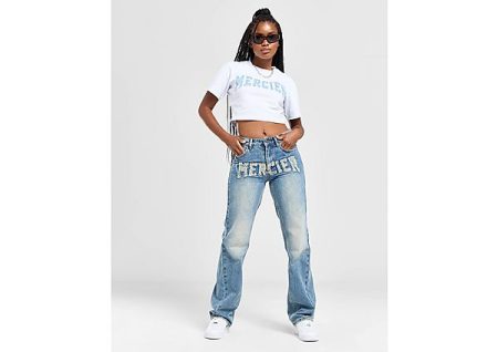 MERCIER Front Logo Jeans - Blue- Dames