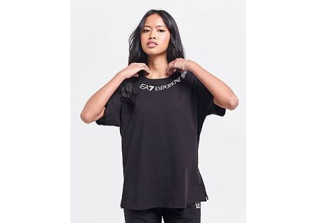 Emporio Armani EA7 Curved Logo T-Shirt - Black- Dames