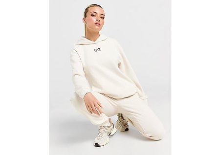 Emporio Armani EA7 Essential Logo Hoodie - White- Dames