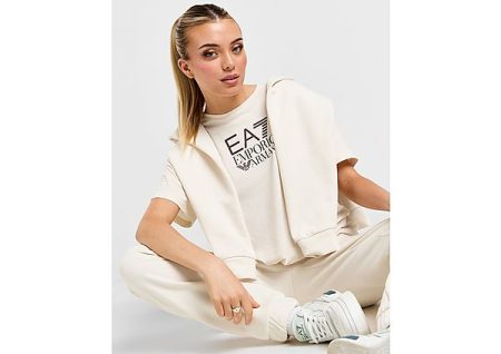 Emporio Armani EA7 Box Logo Boyfriend T-Shirt - White- Dames