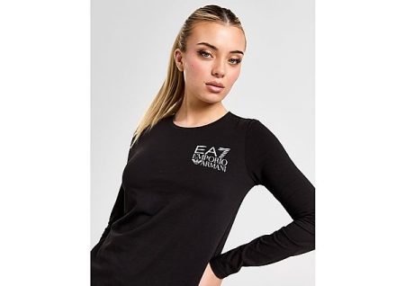 Emporio Armani EA7 Box Logo Long Sleeve T-Shirt - Black- Dames