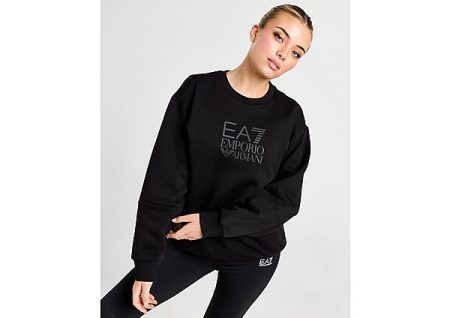 Emporio Armani EA7 Box Logo Crew Sweatshirt - Black- Dames