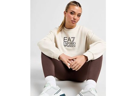 Emporio Armani EA7 Box Logo Crew Sweatshirt - Cream- Dames