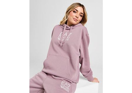 Emporio Armani EA7 Box Logo Oversized Hoodie - Purple- Dames