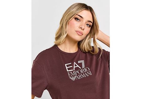 Emporio Armani EA7 Box Logo Boyfriend T-Shirt - Brown- Dames