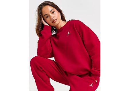 Jordan Brooklyn Crew Sweatshirt - Gym Red/White- Dames