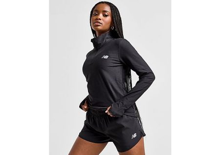 New Balance Logo 1/4 Zip Top - Black- Dames