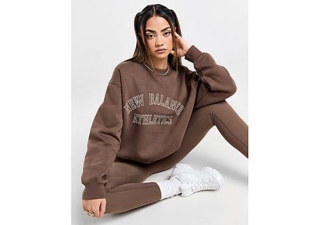 New Balance Linear Crew Sweatshirt - Brown- Dames