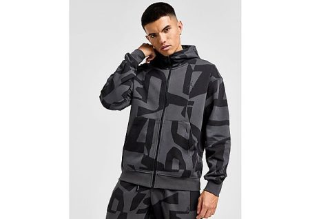 Jordan Sport All Over Print Full Zip Fleece Hoodie - Black/Black- Heren