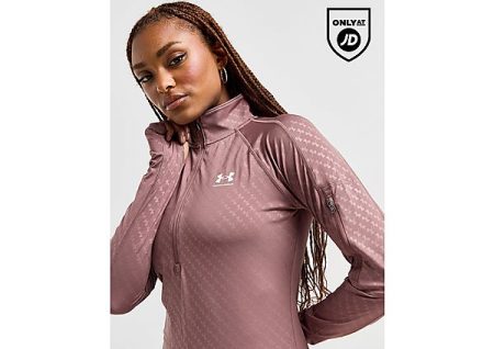 Under Armour Embossed All Over Print 1/2 Zip Top - Brown- Dames