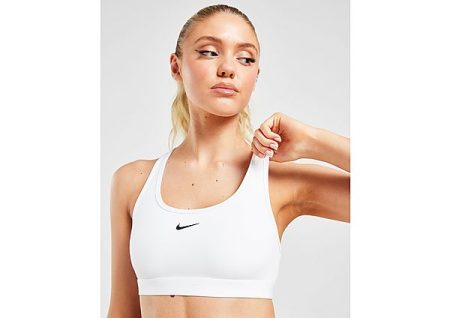 Nike Nike Swoosh Sport-bh met medium ondersteuning en pad uit één stuk - White- Dames