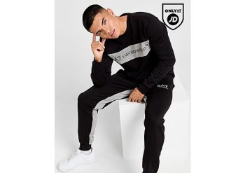 Emporio Armani EA7 Colour Block Crew Tracksuit - Black- Heren