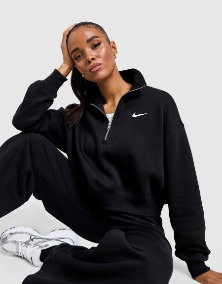 Nike Cropped sweatshirt met korte rits voor dames Sportswear Phoenix Fleece - Zwart- Dames