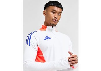 adidas 1/4 Zip Tiro Competition Top - White / App Solar Red- Heren