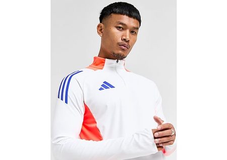 adidas 1/4 Zip Tiro Competition Top - White / App Solar Red- Heren