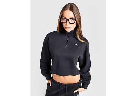 Jordan Brooklyn Crop 1/4 Zip Sweatshirt - Zwart- Dames