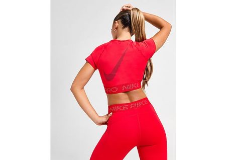 Nike Training Pro Crop T-Shirt - Red- Dames