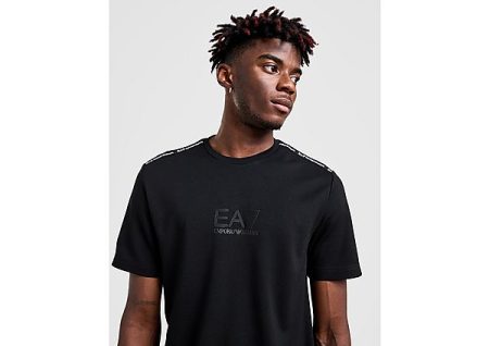 Emporio Armani EA7 Shoulder Tape T-Shirt - Black- Heren