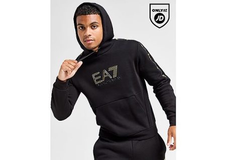 Emporio Armani EA7 Tape Logo Overhead Hoodie - Black- Heren