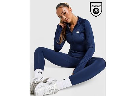 New Balance Logo 1/4 Zip Top - Blauw- Dames