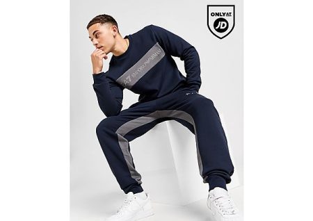 Emporio Armani EA7 Colour Block Crew Sweatshirt - Navy- Heren