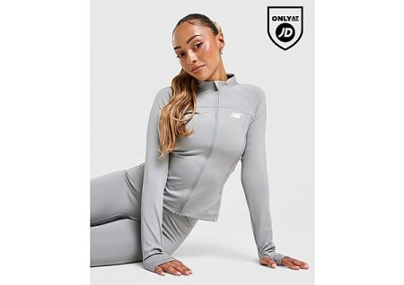 New Balance Logo Full Zip Top - Grijs- Dames