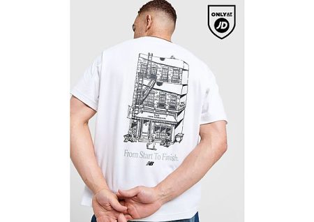 New Balance Cafe T-Shirt - Wit- Heren