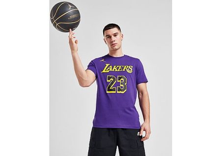 Jordan NBA LA Lakers James #23 Statement T-Shirt - Purple- Heren