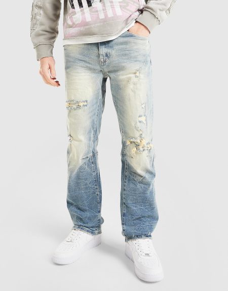 Smoke Rise Straight Stone Washed Jeans - Blauw- Heren