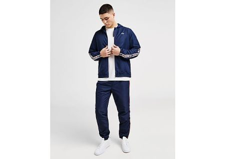 Lacoste Taffeta Taped Hooded Tracksuit - Navy- Heren