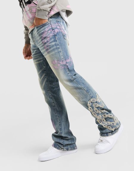Smoke Rise Applique Straight Jeans - Blauw- Heren