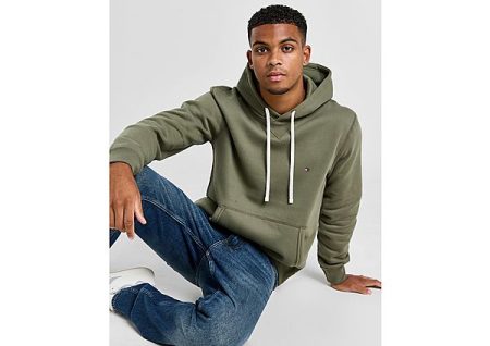 Tommy Hilfiger Small Flag Hoodie - Green- Heren