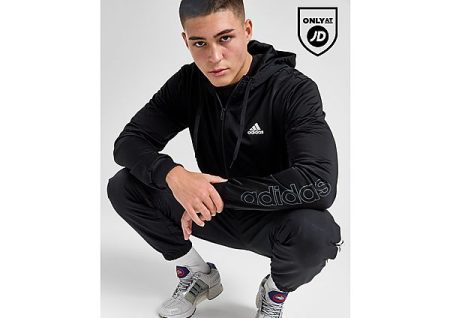 adidas Poly Linear Full Zip Hoodie - Black- Heren