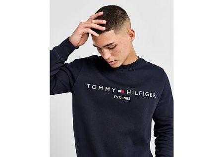 Tommy Hilfiger Logo Crew Sweatshirt - Navy- Heren