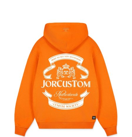 Jorcustom Ribbon Zipped Hoodie Heren Oranje/Wit - Maat M - Kleur: WitOranje | Soccerfanshop