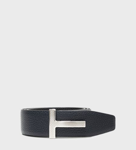 Reversible Full-grain Leather Belt Navy Black - 90