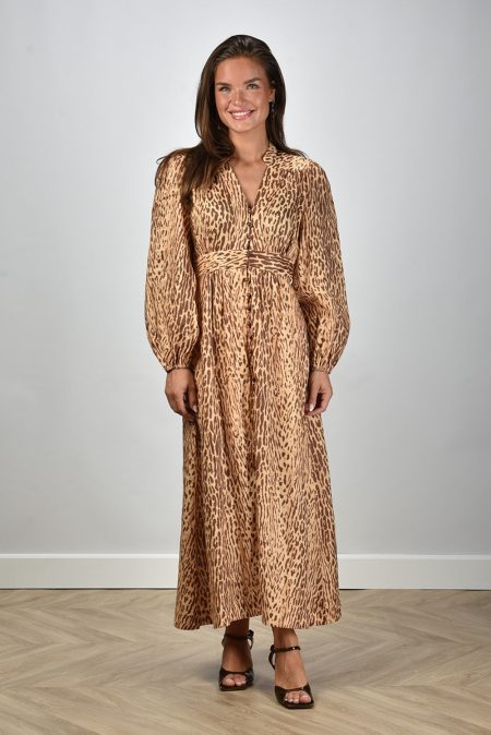 Zimmermann jurk Cascadian Plunge Midi 5148DSS255 tan leopard