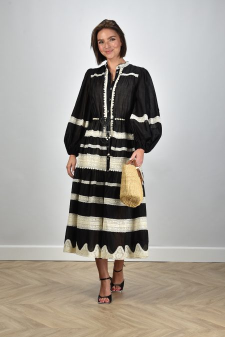 Zimmermann jurk Rhiannon Lace Billow 3227DSS251 black/cream