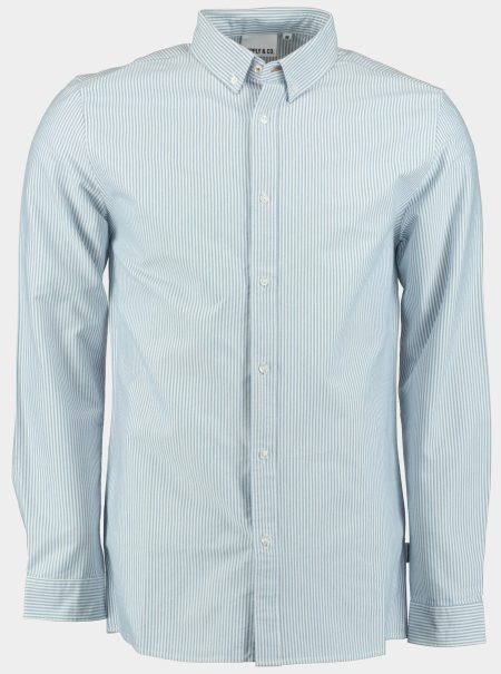 Supply & Co. Casual hemd lange mouw Blauw Stripe Casual Shirt 24307ST91/210 light blue