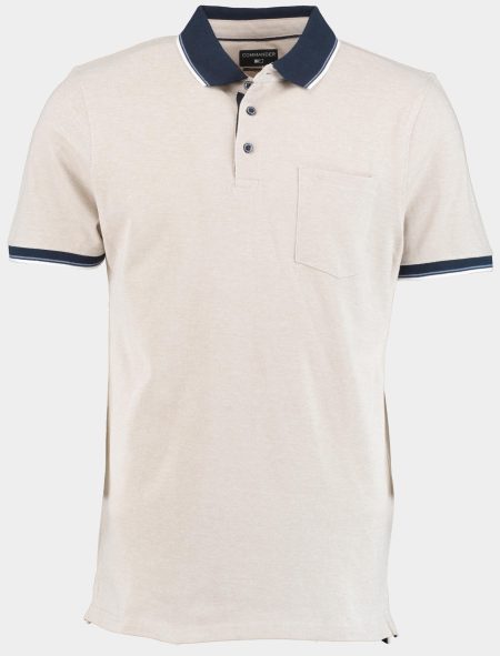 Commander flag Polo korte mouw Beige 3-Knopf-Polo-Shirt
