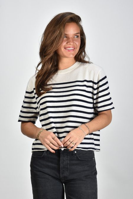 Lisa Yang trui Cila 2024072 cream/navy stripes