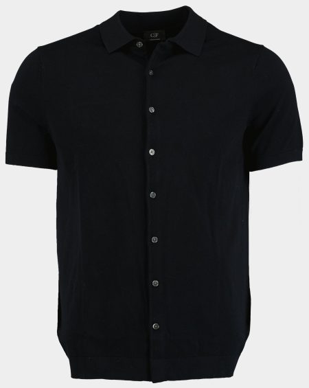 Commander Casual hemd korte mouw Blauw Strick Shirt