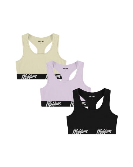 Malelions Bralette 3-Pack Dames Zwart/Paars/Groen - Maat XL - Kleur: ZwartGroenPaars | Soccerfanshop